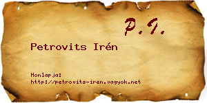 Petrovits Irén névjegykártya