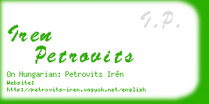 iren petrovits business card