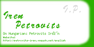 iren petrovits business card